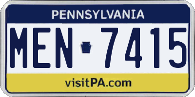 PA license plate MEN7415
