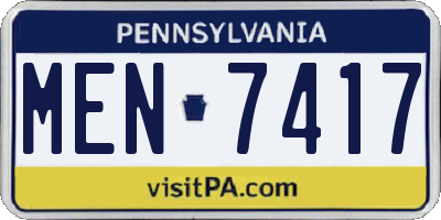PA license plate MEN7417