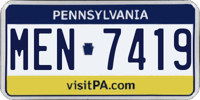 PA license plate MEN7419