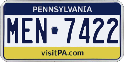 PA license plate MEN7422