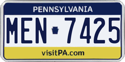 PA license plate MEN7425