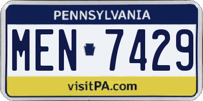 PA license plate MEN7429