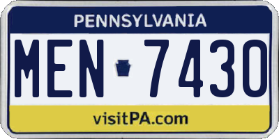 PA license plate MEN7430