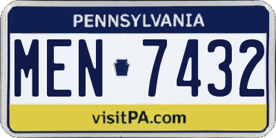 PA license plate MEN7432