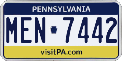 PA license plate MEN7442