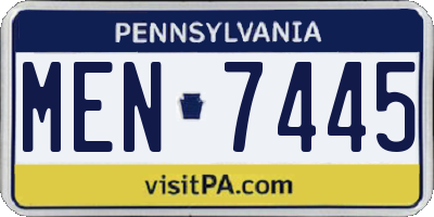 PA license plate MEN7445