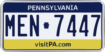 PA license plate MEN7447