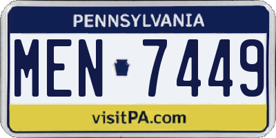PA license plate MEN7449