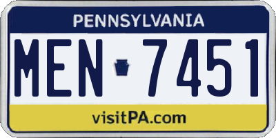 PA license plate MEN7451