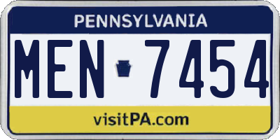 PA license plate MEN7454