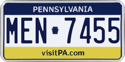 PA license plate MEN7455