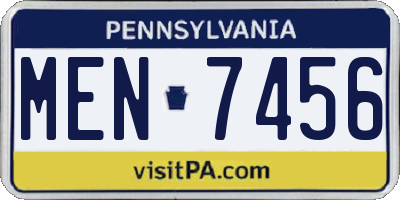 PA license plate MEN7456