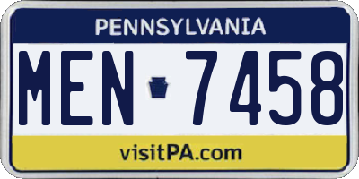 PA license plate MEN7458