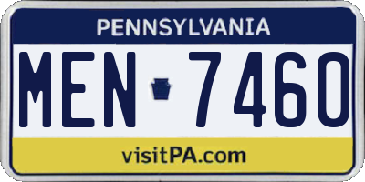 PA license plate MEN7460