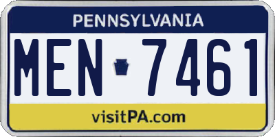 PA license plate MEN7461