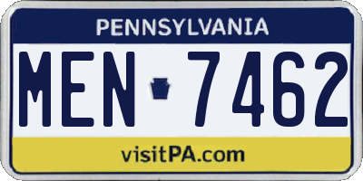 PA license plate MEN7462