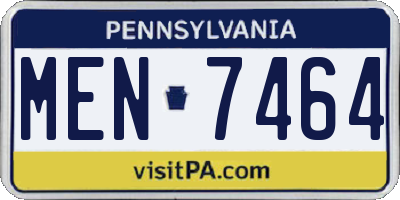 PA license plate MEN7464