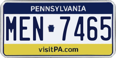 PA license plate MEN7465