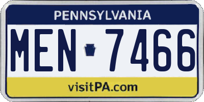 PA license plate MEN7466