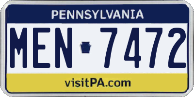 PA license plate MEN7472