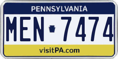 PA license plate MEN7474