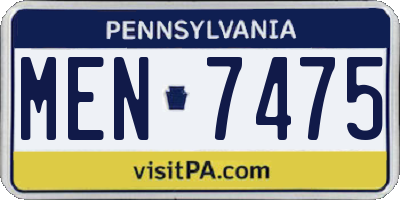 PA license plate MEN7475