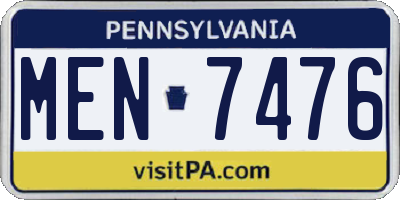 PA license plate MEN7476
