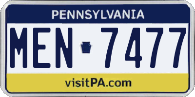 PA license plate MEN7477