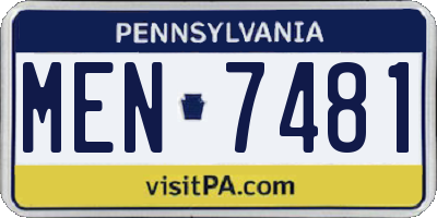 PA license plate MEN7481