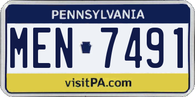 PA license plate MEN7491