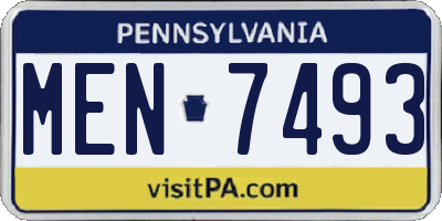 PA license plate MEN7493