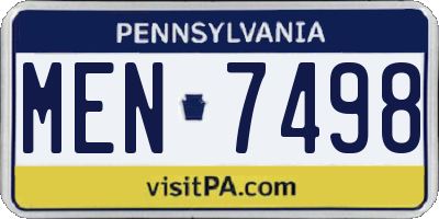 PA license plate MEN7498
