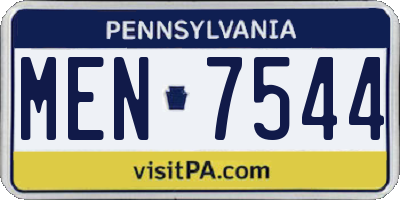 PA license plate MEN7544
