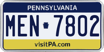 PA license plate MEN7802