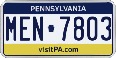 PA license plate MEN7803