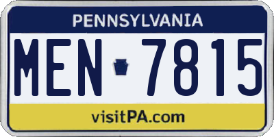 PA license plate MEN7815