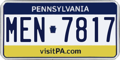 PA license plate MEN7817