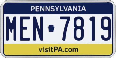 PA license plate MEN7819