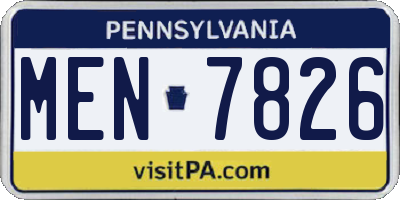 PA license plate MEN7826