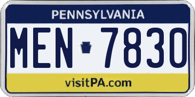 PA license plate MEN7830