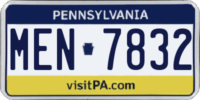 PA license plate MEN7832