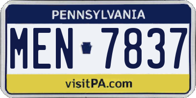 PA license plate MEN7837