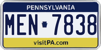 PA license plate MEN7838
