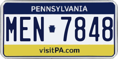 PA license plate MEN7848