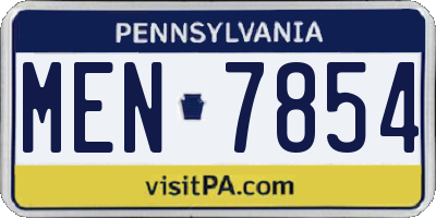 PA license plate MEN7854