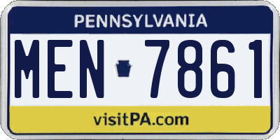 PA license plate MEN7861