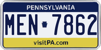 PA license plate MEN7862