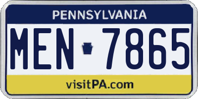 PA license plate MEN7865