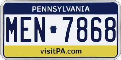 PA license plate MEN7868