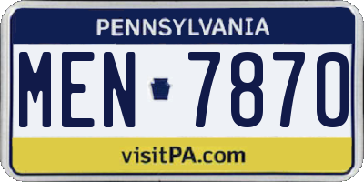 PA license plate MEN7870